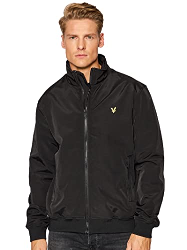 Lyle & Scott Herbstjacke Jacke Herren schwarz L - Fleece Lined Funnel Neck Jacket wasserdicht ohne Kapuze, sportliche Windjacke von Lyle & Scott