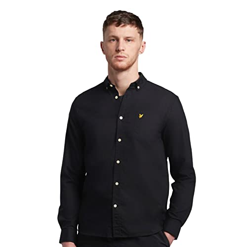 Lyle & Scott Hemd Herren Schwarz | Regular Fit Oxford Shirt aus 100% Baumwolle mit Brusttasche | Stilvoll und komfortabel Perfektes Business Langarm Hemd für Herren mit Oxford Muster | XS-XXL von Lyle & Scott