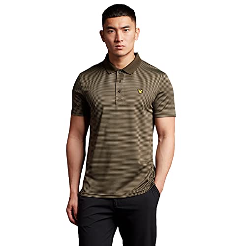 Lyle & Scott Herren Microstripe Eagle Golf Poloshirt - Deep Spruce/Cactus Grün L von Lyle & Scott