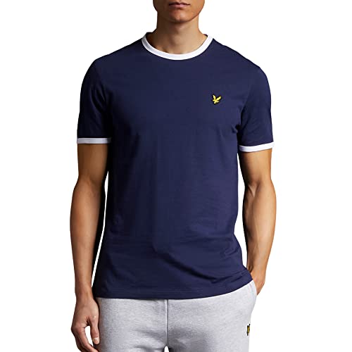 Lyle & Scott Herren Ringer-T-Shirt aus Bio-Baumwolle, Blau, XL von Lyle & Scott