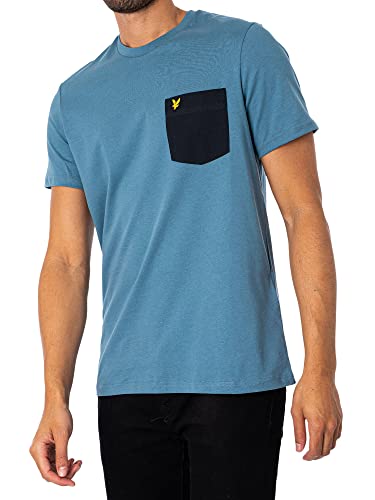 Lyle & Scott Herren T Shirt Contrast Pocket - modisch und bequem, 100% Baumwolle, Klassische Passform, Rundkragen, Kontrasttasche, Logo, Größen XS-XXL von Lyle & Scott