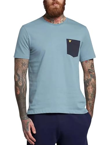 Lyle & Scott Herren-T-Shirt mit kontrastierender Tasche, Schieferblau/Marineblau, L von Lyle & Scott