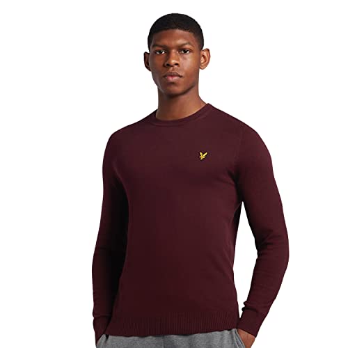 Lyle & Scott Strickpullover Herren mit C-Ausschnitt rot — EIN modischer klassischer Herren Pullover aus Einer Woll-Baumwollmischung für Wärme und Komfort, in den Größen XS-XXL von Lyle & Scott