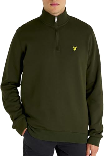 Lyle & Scott Troyer Herren Pullover mit Stehkragen, Reißverschlusskragen und ohne Kapuze in Grün, aus 100% Baumwolle | Quarter Zip Sweat Standard Passform | Größen XS-XXL von Lyle & Scott