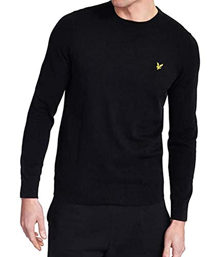 Lyle & Scott Strickpullover Herren mit C-Ausschnitt schwarz — EIN modischer klassischer Herren Pullover aus Einer Woll-Baumwollmischung für Wärme und Komfort, in den Größen XS-XXL von Lyle & Scott