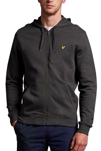 Lyle & Scott Zip Kapuzenpullover für Herren in Grau | Premium Zipper Basic Hoodie Pullover mit Reißverschluss | Winterpulli Herren Warm Hoodie | Sweatjacke aus 100% Baumwolle von Lyle & Scott