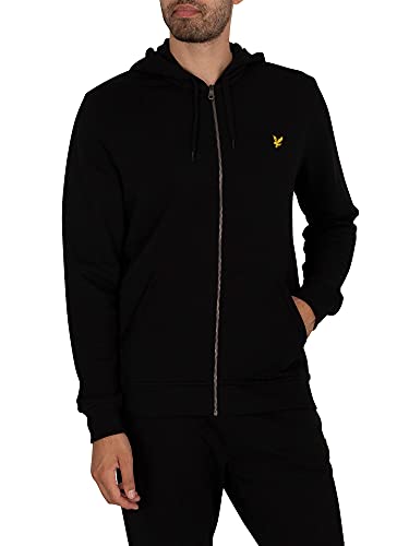 Lyle & Scott Zip Kapuzenpullover für Herren in Schwarz | Premium Zipper Basic Hoodie Pullover mit Reißverschluss | Winterpulli Herren Warm Hoodie | Sweatjacke aus 100% Baumwolle von Lyle & Scott