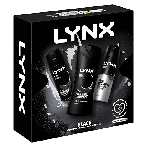 LYNX Black Trio Geschenkset für Herren, Bodyspray, Bodywash & APA Deo, Geschenk für Ihn, 30,0 ml, 3,0 Stück von Lynx