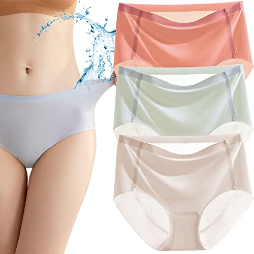 Lyoveu Ultra Thin Non Mark Ic Silk Underwear Women Seamless, UltradüNne, Unmarkierte SeidenunterwäSche FüR Damen, Seamless Mid Waist Breathable, Ultra-Thin Non-Marking Ice Silk Underwear von Lyoveu