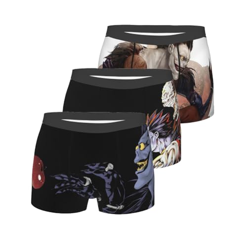 Lzrong Herren Boxershorts 3er Pack Death Note Männer Unterhosen Anime Doppelseitige Spurlose Boxershorts Weihnachten Geburtstag Geschenk für Jungs von Lzrong