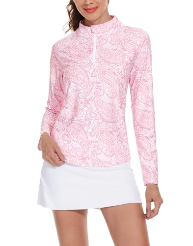M MOTEEPI Poloshirt Damen Langarm Mit Tasche Quarter Zip UV Funktionsshirt Sportshirt Laufshirt Langarmshirt Sport Kristallrosa 3XL M MOTEEPI Poloshirt Damen Langarm Mit Tasche Quarter Zip UV Funktionsshirt Sportshirt Laufshirt Langarmshirt Sport Kristallrosa 3XL von M MOTEEPI