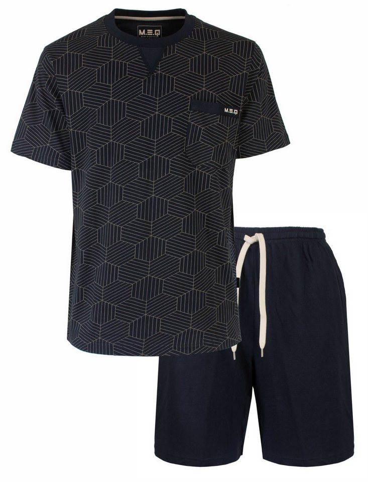 M.E.Q. Schlafanzug Herren Pyjama kurz Shorty (2 tlg) Modisches Design von M.E.Q.