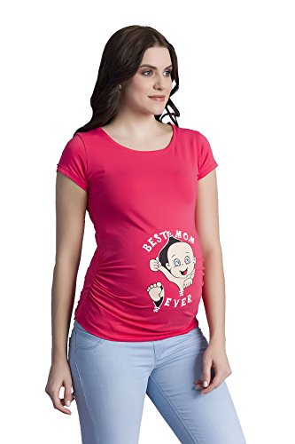Best Mom Ever - Lustige witzige süße Umstandsmode mit Motiv Umstandsshirt für die Schwangerschaft T-Shirt Schwangerschaftsshirt, Kurzarm (Koralle, X-Large) von M.M.C.