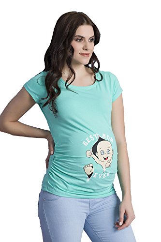 Best Mom Ever - Lustige witzige süße Umstandsmode mit Motiv Umstandsshirt für die Schwangerschaft T-Shirt Schwangerschaftsshirt, Kurzarm (Mint, Small) von M.M.C.