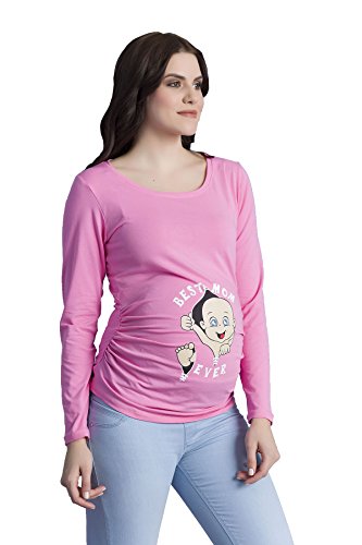 Best Mom Ever - Umstandsmode Umstandsshirt mit Motiv Sweatshirt Schwangerschaftsshirt für die Schwangerschaft, Langarm (Rosa, Medium) von M.M.C.