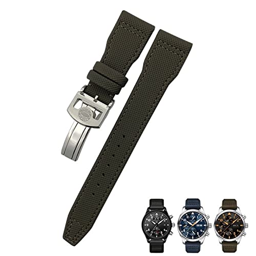 MAALYA Nylon-Uhrenarmband aus Kalbsleder, 22 mm, 21 mm, 20 mm, passend für IWC Big Pilot IW377714 Mark18 Spitfire, Nylon-Echtlederarmband, 22 mm, Achat von MAALYA