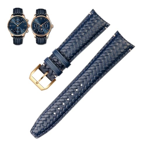 MAALYA Uhrenarmband aus echtem Leder, 22 mm, 20 mm, passend für IWC IW503312, IW500713, IW344205, blaues Rindsleder, Herren-Uhrenarmband, Dornschließe, 22 mm, Achat von MAALYA