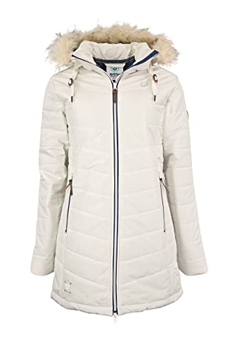 MADSea Damen Steppmantel 6119* warmgefüttert abnehmbare flauschige Kapuze, Beige, 48 von MADSea