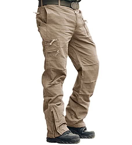 MAGCOMSEN Outdoor Hose Herren Ripstop Militär Hose Baumwolle Cargohose Herren Loose Fit Armee Hose Lange Stretch Freizeithose für Wandern Angeln Khaki 32 von MAGCOMSEN