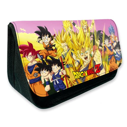 MAGIC SELECT Dragon Ball Federmäppchen mit Zwei Taschen mit großem Fassungsvermögen, Organizer aus Material, Drachenkugel, für Studenten mit abnehmbarem Segeltuchbezug, waschbar. Kindergepäck von MAGIC SELECT