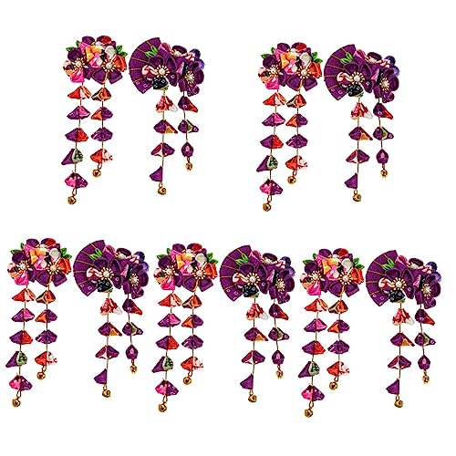 MAGICLULU 10 Stk Haarschmuck im japanischen Stil Haarschmuck für Damen japanische haarspangen Blumenkopfschmuck die Blumen Zubehör Blütenkopf Haarnadel Fräulein Kopfbedeckung Stoff Violett von MAGICLULU