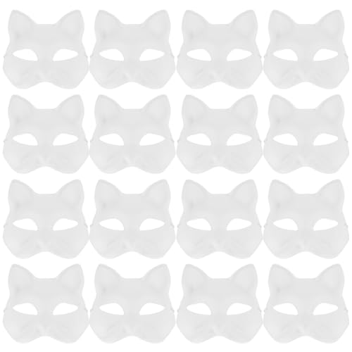 MAGICLULU 20 Stück Katzenmaske DIY Weiße Papiermaske Leer Bemalbare Maske Zellstoff Halloween Handbemalte Gesichtsmaske Kreative Maskerademaske Für Malen Fuchs Wolf Maske MAGICLULU 20 Stück Katzenmaske DIY Weiße Papiermaske Leer Bemalbare Maske Zellstoff Halloween Handbemalte Gesichtsmaske Kreative Maskerademaske Für Malen Fuchs Wolf Maske von MAGICLULU
