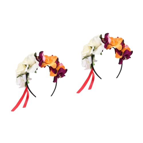 MAGICLULU 2St Orchideen-Stirnband Haarschmuck für Babys Rose Haar-Accessoire-Stirnband Haargummis Haarband Stirnband Halloween-Stirnband Cosplay Kopfbedeckung Schal Fräulein Stoff von MAGICLULU