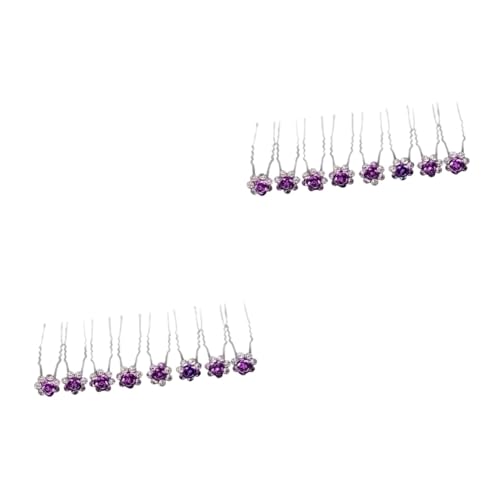 MAGICLULU 40 Stk Haarnadeln Strass Rosenhaarnadeln Kopfbedeckungen Für Damen Kopfbedeckung Retro Haarspangen Für Frauen Haarklammern Für Frauen Haarschmuck Kristall Fräulein Violett von MAGICLULU