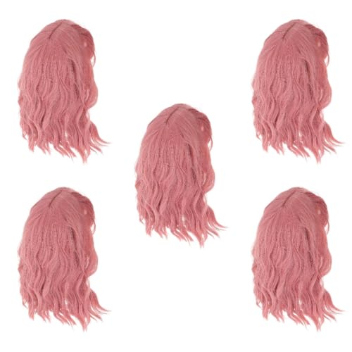 MAGICLULU 5St rosa gewelltes Haar Kurze Perücke in Pink Lockige Perücke in Pink chinesische haarspange Spitzenperücken Frauen Perücke Party tägliche Perücke Europäisch und amerikanisch Damen von MAGICLULU