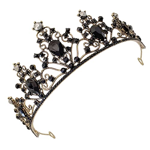 MAGICLULU Haarschmuck mit schwarzer Krone hochzeitshaar schmuck wedding hair accessories Haarschmuck für Frauen Diademe für Frauen Haargummi Stirnband Kronen für Frauen Geburtstags-Tiara von MAGICLULU