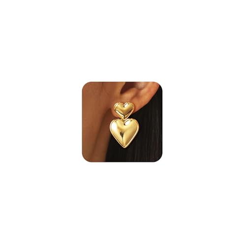 MAGIIE Ohrringe Damen Creolen,Ohrringe 18k Vergoldet Kreolen,Huggie Ohrringe Herzförmig Creolen,Geschenk für Frauen Mädchen (Gold Doppelte Liebe) von MAGIIE