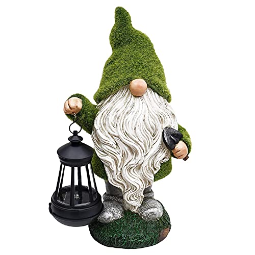 MAIGOIN Gartendeko Gnome Figuren Statue Solarleuchte, Gartenzwerg Dwarf Ornament mit Solar LED Beleuchtung, Außen Dekoration für Balkon, Garten, Rasen,Yard von MAIGOIN