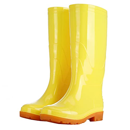 MAIGOIN Unisex Bequem Regenstiefel Mit Niedriger Absatz Einfarbig Rutschfeste Wasserdicht Gummistiefel Knielange Stiefel Rutschfeste Garten Schuhe von MAIGOIN