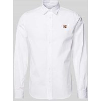 MAISON KITSUNE Freizeithemd mit Label-Stitching in Weiss, Größe 38 von MAISON KITSUNE