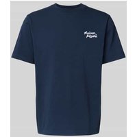 MAISON KITSUNE T-Shirt mit Label-Stitching in Marine, Größe L von MAISON KITSUNE