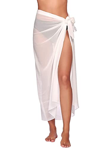 MAKFORT Damen Strandkleid Sarong Pareo Bikini Cover up Sommer Durchsichtig Bikini Kleid Multifunktional Damen Pareos Strandkleider von MAKFORT