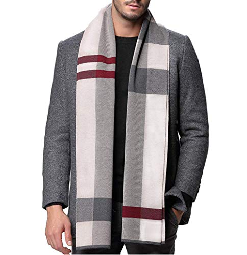 MAKFORT Herren Langarm Warm Vogue Acryl Wool Scarf Weich Bequem Fall/Winter Gr. Einheitsgröße, violett von MAKFORT