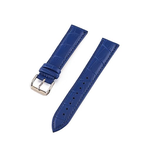 MAMA'S PEARL Uhrenarmband, Gürtel, Damen-Uhrenarmbänder, echtes Lederarmband, 10–24 mm, mehrfarbige Uhrenarmbänder (Color : Blue, Size : 19mm) von MAMA'S PEARL