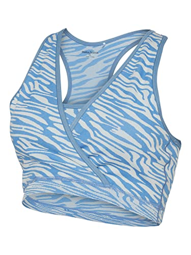 MAMA.LICIOUS Damen Mlnava Tess Active Bra 2f A. Sport BH, Azure Blue/Aop:whitecap Gray Zebra, S-M EU von MAMA.LICIOUS