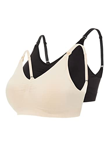 MAMALICIOUS Damen Mlilja Feed Me Bra Nf 2-p A. Noos, Black/Pack:mellow Buff, S-M von MAMALICIOUS