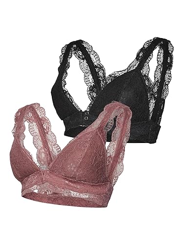 MAMA.LICIOUS Women's MLSENIA LACE Bra 2F 2-P A. Stillbh, Black/Pack:Deco Rose, L von MAMA.LICIOUS