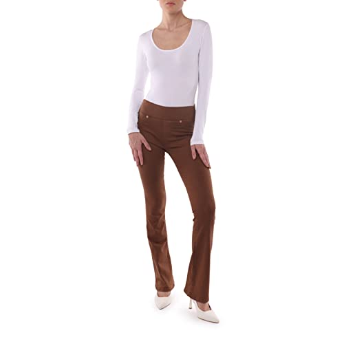 MAMAJEANS Amalfi - Bootcut Jeans Woman, Bequemer Gürtel mit Gummizug, Ohne Knopf. Hohe Taille, erweiterte ideale kurvige Tatze - Made in Italy (XL - 42, Schokolade) von MAMAJEANS