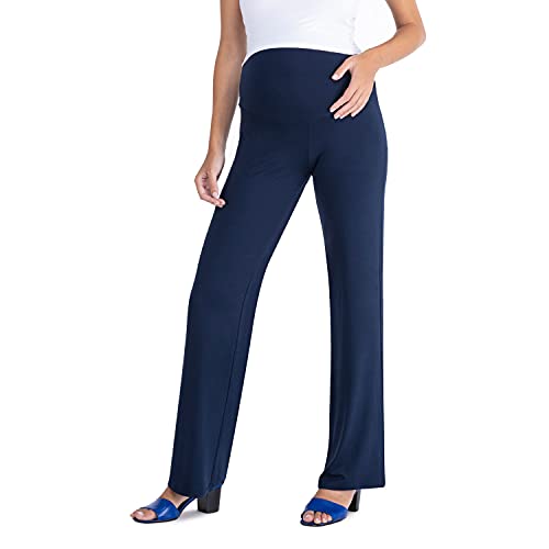 MAMAJEANS Cinzia - Umstandshose mit Bauchband für Jede Gelegenheit, Modische Auswahl für Schwangere, Weites Bein, Yogahose mit extra Bauch - Made in Italy (34 - XS, Blau) von MAMAJEANS