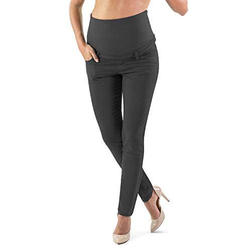 MAMAJEANS Milano - Umstandsjeans Damen Skinny Fit Jeggings, Mit Band Für die gesamte Schwangerschaft - Made in Italy (XS - 34, Anthrazit) von MAMAJEANS