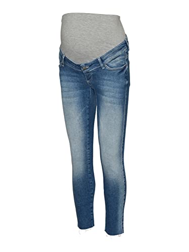 MAMALICIOUS Damen Mlakosta Slim 7/8 A. Jeans, Light Blue Denim, 33W / 32L EU von MAMALICIOUS