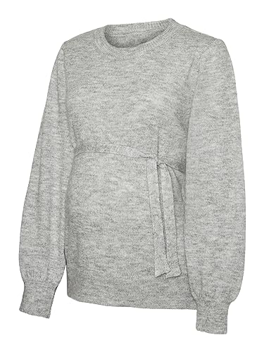 MAMALICIOUS Damen Mlenbak L/S Knit Top A. Noos Pullover Sweater, Light Grey Melange, M EU von MAMALICIOUS