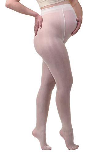 MAMSY Schwangerschaftsstrumpfhose, komfortabel, transparent, 20 den, hergestellt in Italien, White, M von MAMSY