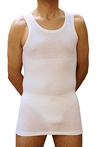 MANIFATTURA BERNINA Form 1008 (Größe 5 Weiß) - Unterhemd ärmellos aus Wolle und Baumwolle mit eingearbeiteten Lendenband für den Mann von MANIFATTURA BERNINA