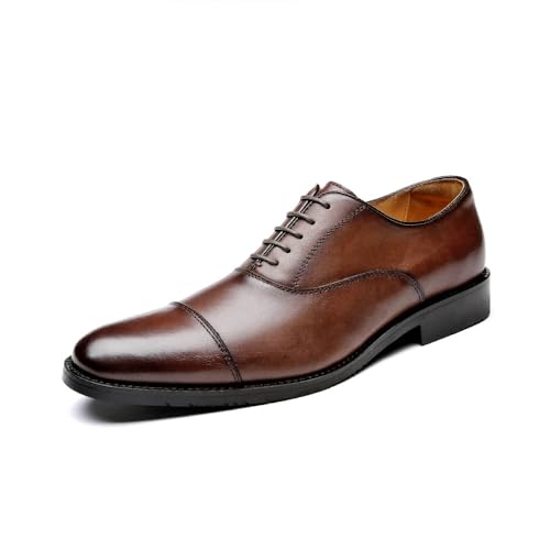 Herren-Vollnarbenleder, handgefertigt, Oxford-Kleiderschuhe, echtes Leder, britischer Stil, Business-formelle Schuhe, Braun, 38.5 EU Herren-Vollnarbenleder, handgefertigt, Oxford-Kleiderschuhe, echtes Leder, britischer Stil, Business-formelle Schuhe, Braun, 38.5 EU von MANLADUO