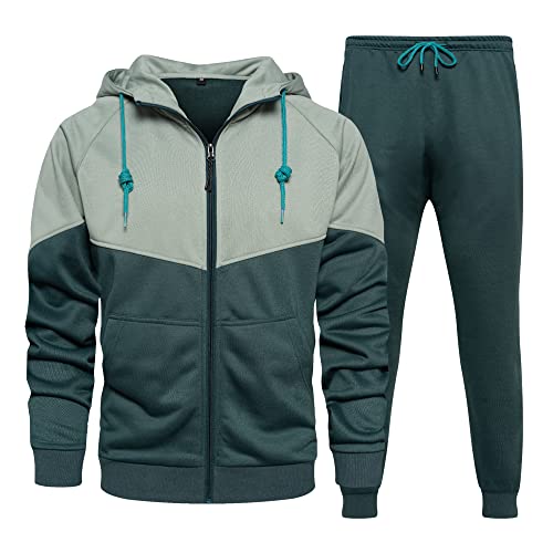 MANTORS Herren-Trainingsanzug mit Kapuze, lässig, 2-teilig, Farbblock-Hoodies und Jogginghosen-Set, 95 Denimblau, X-Large MANTORS Herren-Trainingsanzug mit Kapuze, lässig, 2-teilig, Farbblock-Hoodies und Jogginghosen-Set, 95 Denimblau, X-Large von MANTORS